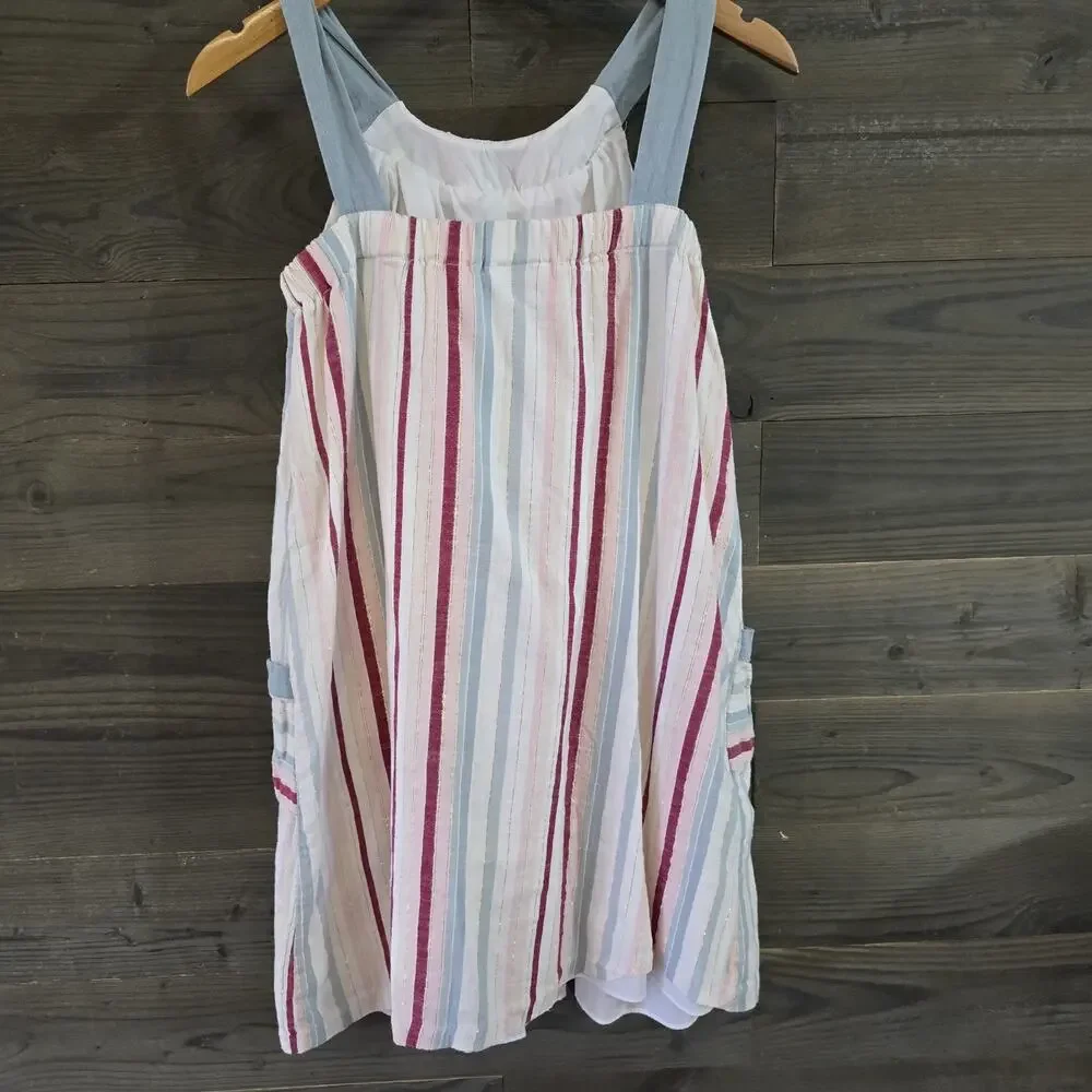 Bonnie Jean Girls Striped Sleeveless Dress Size 12 Blue Pink White Pockets